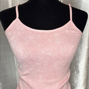 No Boundaries Ribbed Pink Tie Dye Camisole Tank Top Adj Straps Juniors L (11-13)